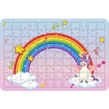 Güven Serigrafi Sevimli Unicorn 108 Parça Ahşap Çocuk Puzzle Yapboz Model 5