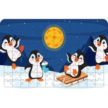 Küçük Penguenler 108 Parça Ahşap Çocuk Puzzle Yapboz Model