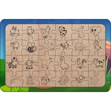 Tilki 24 Parça Ahşap Çocuk Puzzle Yapboz