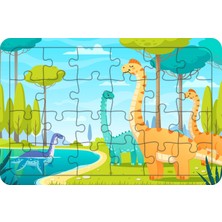 Göldeki Dinozorlar 24 Parça Ahşap Çocuk Puzzle Yapboz