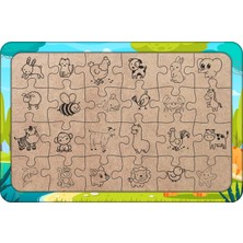 Göldeki Dinozorlar 24 Parça Ahşap Çocuk Puzzle Yapboz