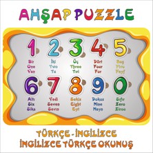 Sayılar Ahşap Çocuk Puzzle Yapboz Türkçe, Ingilizce, Ingi