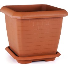 Serinova HK04 Hisar Kare Saksı No:4 Tabaklı 44,2 Cm, 44 Litre Kiremit