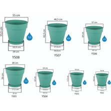 Serinova YS02 Yalı Saksı Drenaj Aparatlı Tabaklı Dekoratif Saksı 16CM, 1,7 Litre Antrasit