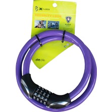 X-Lock Mor Renkli Kaliteli Şifreli Bisiklet Kilidi (14X900MM)