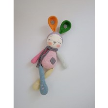 Rengarenk Uykucu Tavşan Uyku Arkadaşı Amigurumi Organik Oyuncak