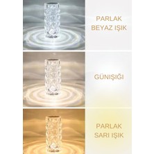 Bekaze Kristal Şarjlı Masa Lambası, LED Abajur, Dokunmatik + Kumandalı Model