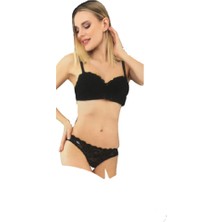 Venüs Desteksiz Telli Dolgusuz Straplez Lotus Sütyen Külot Takımı