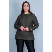 Şans Kadın Haki Manşet Detaylı Bluz