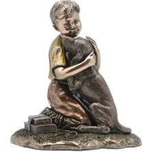 Es Dekor Veronese Köpekli Çocuk Boy Hugging The Dog Poliserin Biblo 13CM