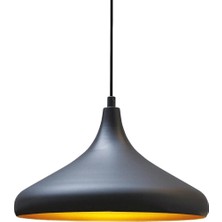 Demet Habek My Lights Mylights Retro Rustik Modern Spor  Metal Sarkıt Avize Siyah  Içi Altın  35 cm