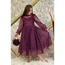 Tarz Çocuk Kız Çocuk Nisa Model Tam Boy Çantalı Abiye Elbise 10 - 13 Yaş