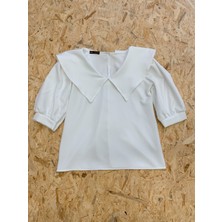 Küçüğüm Butik Beyaz Yakalı Krep Bluz