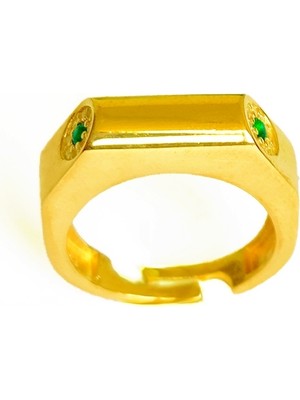 Mistik Silver Yeşil Taşlı Yılan Kafası Gümüş Yüzük