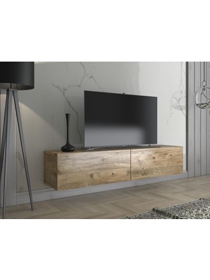 Wood'n Love Toprak 150 cm Duvara Monte Tv Ünitesi - Atlantik Çam / Siyah