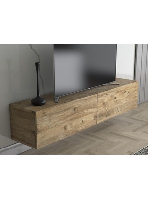 Wood'n Love Toprak 150 cm Duvara Monte Tv Ünitesi - Atlantik Çam / Siyah