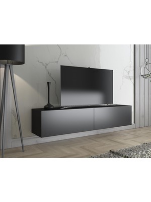 Wood'n Love Toprak 150 cm Duvara Monte Tv Ünitesi - Siyah / Siyah