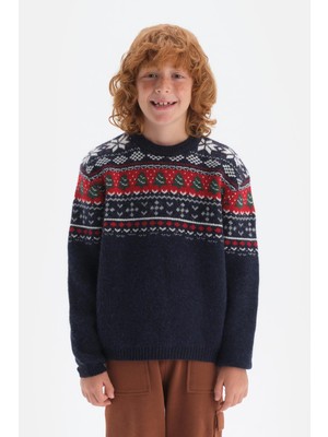 Dagi Lacivert Jakarlı Triko Kazak