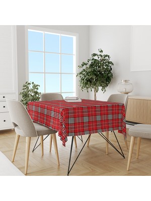 Yılbaşı Ekose Desenli Masa Örtüsü