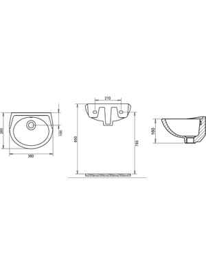 Turavit Oval Lavabo 28X35 cm 5012T