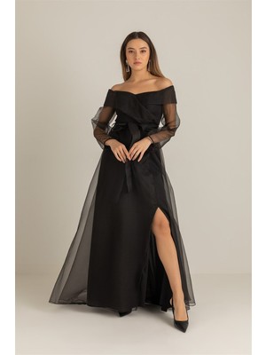 Arin 38714 Bağcıklı Balon Kol Elbise