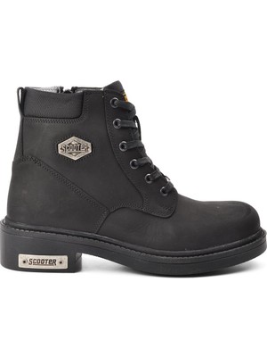 Scooter M5121 Crazy Siyah Hakiki Deri Erkek Bot