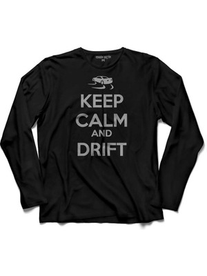 Kendim Seçtim Keep Calm And Drıft Auto Race Araba Yarışı  Uzun Kollu Tişört Baskılı Çocuk T-Shirt