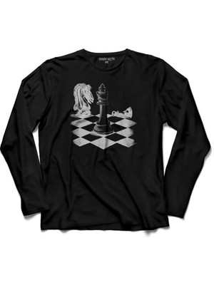 Kendim Seçtim Satranç Zeka Oyunu Şah Mat Vezir Chess  Uzun Kollu Tişört Baskılı Çocuk T-Shirt