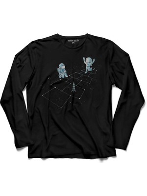 Kendim Seçtim Astronot Dans Uzay Cosmos Space Galaksi Gezegen  Uzun Kollu Tişört Baskılı Çocuk T-Shirt