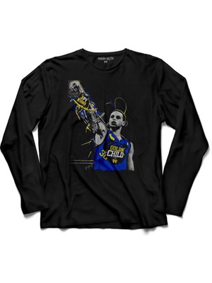 Kendim Seçtim Stephen Curry Fıre Basketball Nba All Star  Uzun Kollu Tişört Baskılı Çocuk T-Shirt
