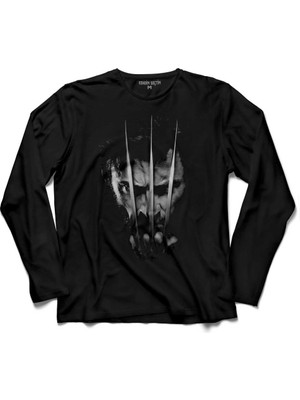 Kendim Seçtim The Wolverıne Hugh Jackman Logo Marvel  Uzun Kollu Tişört Baskılı Çocuk T-Shirt