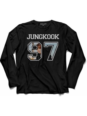 Kendim Seçtim Bts Bangtan Boys Junkook 97 Logo  Uzun Kollu Tişört Baskılı Çocuk T-Shirt