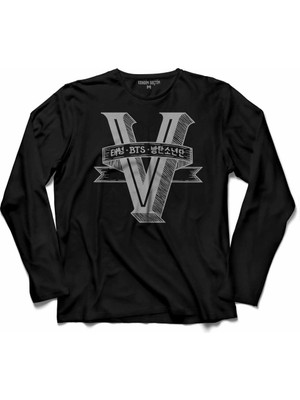 Kendim Seçtim Bts Bangtan Boys V Five 5 Members Logo  Uzun Kollu Tişört Baskili Çocuk T-Shirt