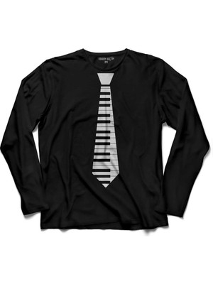 Kendim Seçtim Kravat Piyano Piano Tie Suit Up  Uzun Kollu Tişört Baskili Çocuk T-Shirt