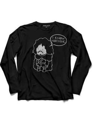 Kendim Seçtim I Know Nothing Jon Snow Game Of Thrones  Uzun Kollu Tişört Baskılı Çocuk T-Shirt
