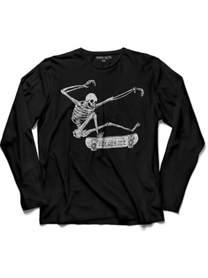 Kendim Seçtim Skateboarding Skeleton Iskelet Skull Kuru Kafa  Uzun Kollu Tişört Baskılı Çocuk T-Shirt