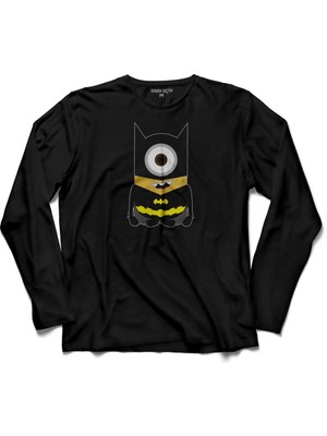 Kendim Seçtim Minyonlar Mınnıons Batman Süper Kahraman Hero  Uzun Kollu Tişört Baskılı Çocuk T-Shirt