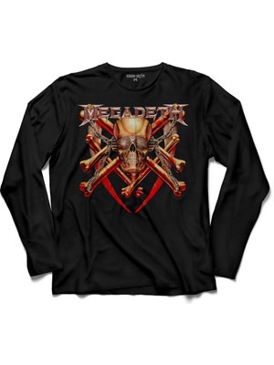 Kendim Seçtim Megadeth Skull Kıllın Is  Uzun Kollu Tişört Baskılı Çocuk T-Shirt