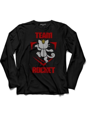 Kendim Seçtim Pokemon Team Rocket Logo Roket Takımı  Uzun Kollu Tişört Baskılı Çocuk T-Shirt
