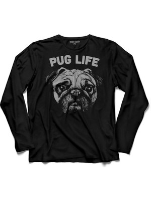 Kendim Seçtim Pug Life Dog Chubby Köpek  Uzun Kollu Tişört Baskılı Çocuk T-Shirt