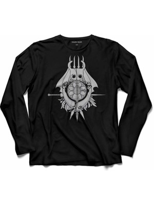 Kendim Seçtim Hollow Knight Ghost Cadılar Bayramı Kuru Kafa  Uzun Kollu Tişört Baskılı Çocuk T-Shirt