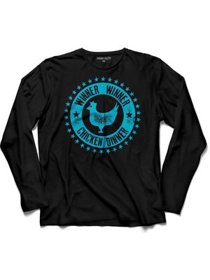 Kendim Seçtim Pubg Wınner Wınner Chıcken Dınner  Uzun Kollu Tişört Baskılı Çocuk T-Shirt