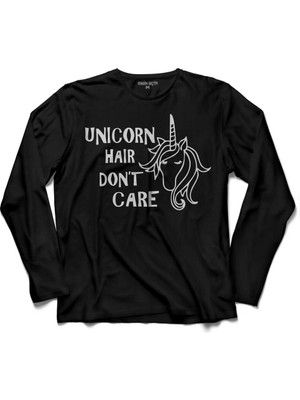 Kendim Seçtim Unıcorn  Hair Dont Horse At  Uzun Kollu Tişört Baskılı Çocuk T-Shirt