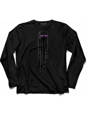 Kendim Seçtim Mınecraft Enderman Ender Man  Uzun Kollu Tişört Baskılı Çocuk T-Shirt