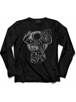 Kendim Seçtim Astronot Hip Hop Nasa Müzik Cosmos Teyp  Uzun Kollu Tişört Baskılı Çocuk T-Shirt