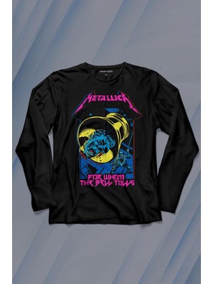 Kendim Seçtim Metallica For Whom The Bell Tolls New Yeni Rock Metal Müzik Uzun Kollu Tişört Baskılı Çocuk T-Shirt