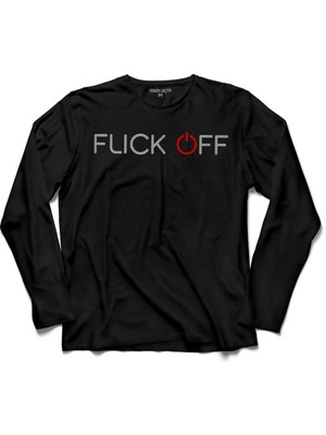 Kendim Seçtim Flıck Off Fück Off Kapatma Tuşu Logo  Uzun Kollu Tişört Baskılı Çocuk T-Shirt