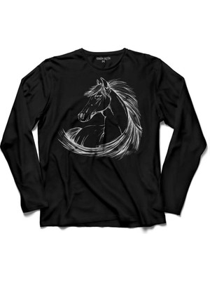 Kendim Seçtim At Silüet Fotoğrafı Horse Horses Rıding Heart 2  Uzun Kollu Tişört Baskılı Çocuk T-Shirt