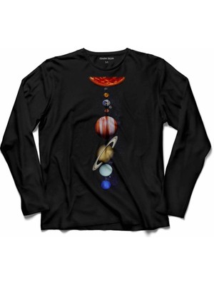Kendim Seçtim Gezegenler Güneş Sistemi Solar System Uzay Cosmos  Uzun Kollu Tişört Baskılı Çocuk T-Shirt