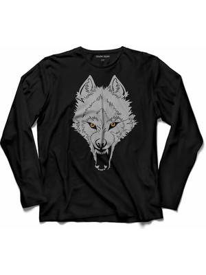 Kendim Seçtim Wolf Moon Bozkurt Ay Uluyan Kurt Göktürk  Uzun Kollu Tişört Baskılı Çocuk T-Shirt